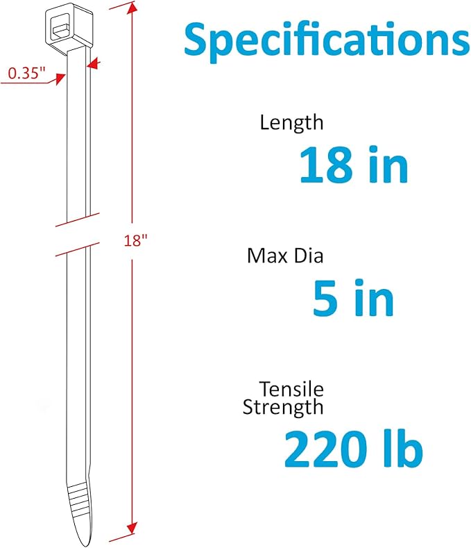 Large Zip Ties 18 inch, 50 Pack, Long Zip Ties Heavy Duty - Image 2