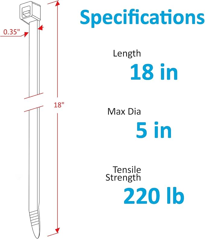 Large Zip Ties 18 inch, Long Zip Ties Heavy Duty - Image 2