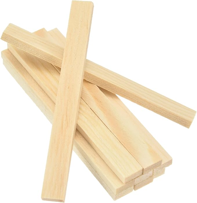 MECCANIXITY 10Pcs Wood Strips Slats, 3/16" x 3/8" x 4" Thin Wood Sticks Flat by MECCANIXITY