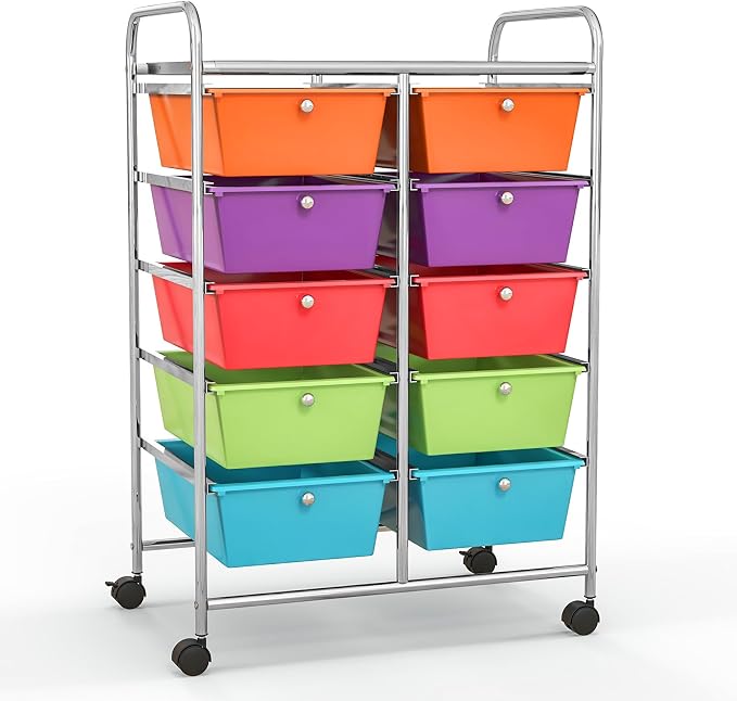 Giantex 10 Drawers Rolling Cart, Classroom Organizers, Storage Cart - Image 9