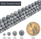 4mm Matte Black and White Malachite Bead, 15-Inch Matte Round Loose Stone Beads - Image 3