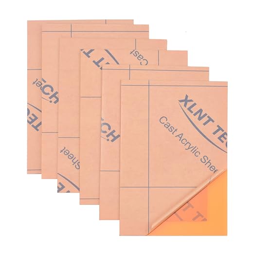 6 PCS Orange Transparent Cast Acrylic Sheets 8" x 12" x 0.118", Plexiglass by MaterialsParts