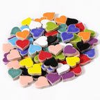 200g Ceramic Mosaic Tiles Pieces, Heart Star Oval Round Flower Shape Mosaics by BuenoarteMosaicStone