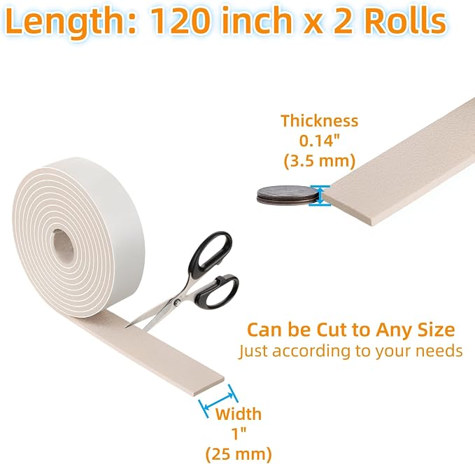 Felt Strips with Adhesive Backing – Furnigear Heavy Duty Cuttable Felt Tape - Image 2