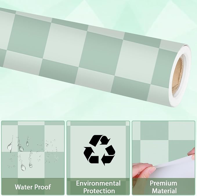 Green Checkered Bulletin Board Paper Roll Retro Hippie Green Bulletin Board - Image 4