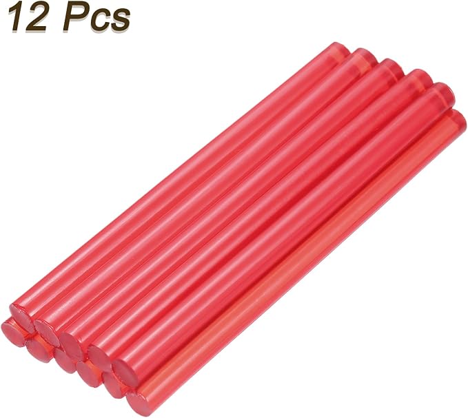 uxcell Mini Hot Glue Sticks for Glue Gun 7mm x 100mm Transparent Dark Red 12pcs - Image 3