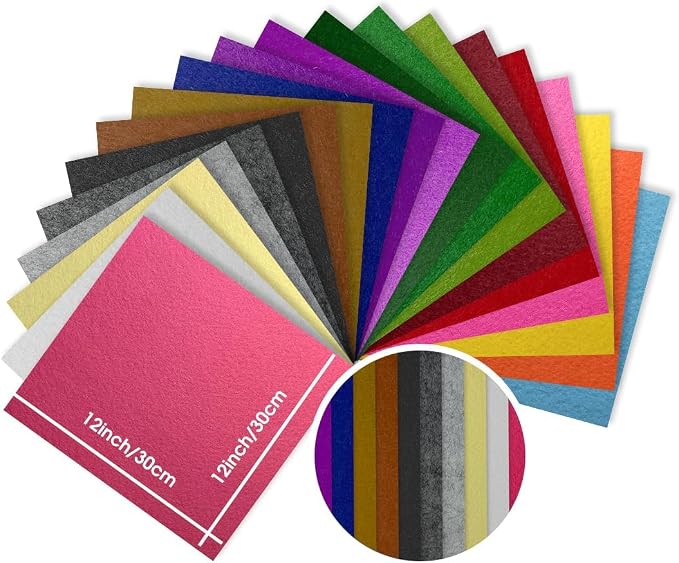 12" x 12" Felt Fabric Sheets for Crafts, 1mm Thick, Squares Felt Paper for - Image 4