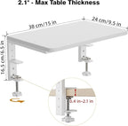 Desk Extender, 15-inch Clamp-On Desk Shelf, Height-Adjustable Desktop Shelf - Image 2