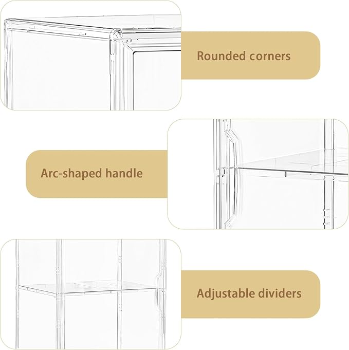 Attelite Acrylic Display Case for Collectibles 3 Adjustable Layers 4Pack | - Image 6