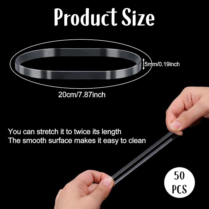 50 Pcs Clear Large Rubber Bands, Transparent High Elastic Rubber Bands - Image 2