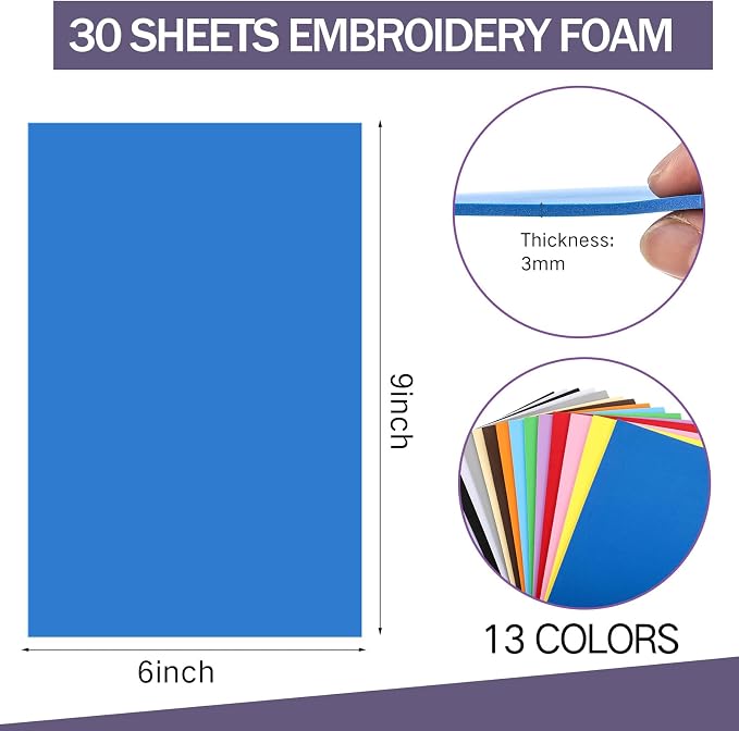 Innconee 30 Pcs Embroidery Foam 3D 3mm EVA Puffy Foam Sheets - Image 2