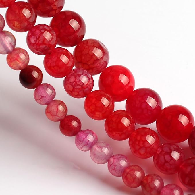 35pcs Smooth Natural Red Agate Beads，10mm Dragon Vein Gemstone Round Loose - Image 5