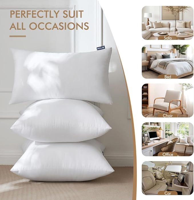 MIULEE 18x18 Inch Throw Pillow Insert Set of 4, Premium Pillow Stuffer Sham - Image 4