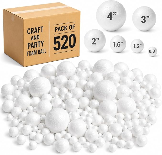 Evershine 520 Pack Craft Foam Ball Assorted by Evershine