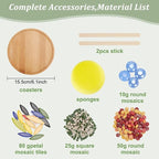 WEBEEDY DIY Mosaic Craft Kit Flower Mosaic Bamboo Coasters Kits - Image 2