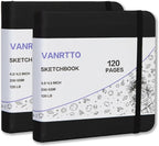 Vanrtto Square Sketch Book, Mixed Media Sketchbook 4.5x4.5 in 2 Pack | by YOURHAPPYTIMECOMPANION