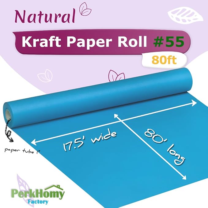 PerkHomy Lake Blue Kraft Paper Roll 17.5" x 960" - Image 2