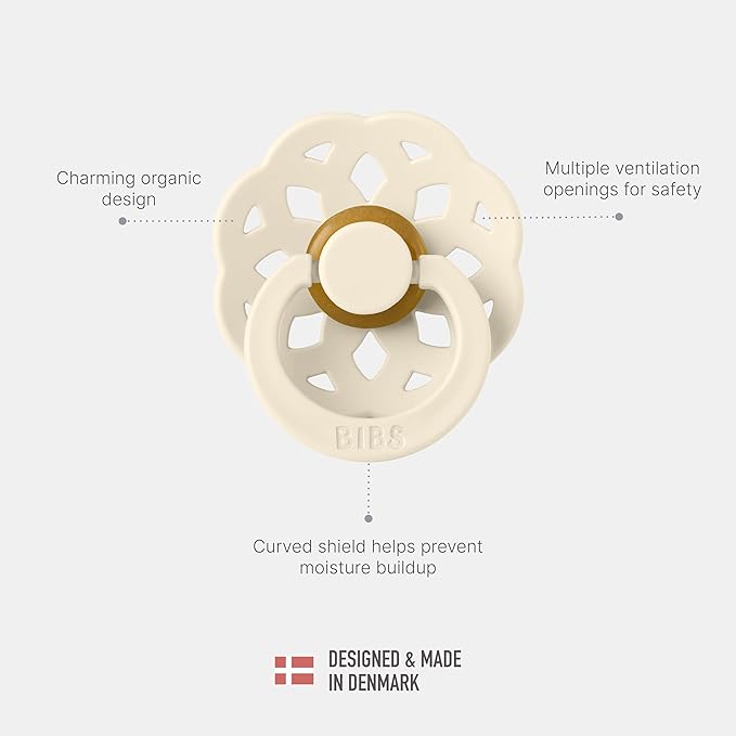 BIBS Boheme Soother 4-Pack | BPA Free Dummy Pacifier | Round Nipple | Natural Rubber Latex | Made in Denmark | Size 6-18 Months | Vanilla Mix