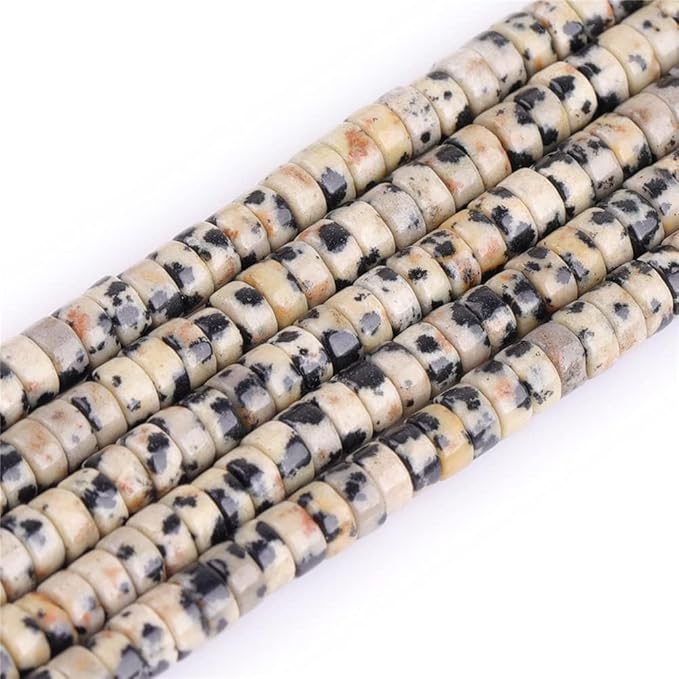 152pcs 4x2mm Genuine Dalmatian Jasper Heishi Disc Rondelle Spacer Stone Semi by LIFAVOVY