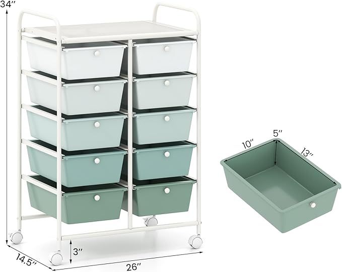 BECOMFORT 10-Drawer Rolling Cart - Image 3