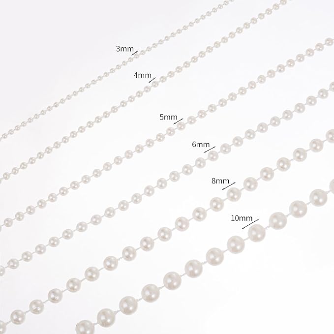 10mm Pearl Strands, 9 Yds of Lvory Fake Beads Garland Spool Roll - Image 4