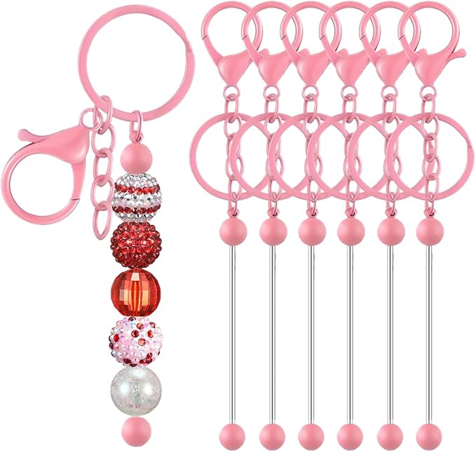 6Pcs Beadable Keychain Bars Blanks Bead Keychain Bar Metal Beaded Keychains by Sugiury