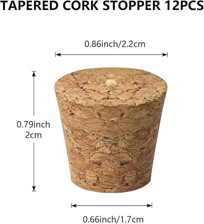 12Pcs Tapered Cork Plugs, 0.86 x 0.66 x 0.79 Inch Wooden Wine Bottle Cork - Image 2