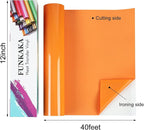 FUNKAKA Orange Heat Transfer Vinyl Rolls, Adhesive Glossy HTV Vinyl - Image 2