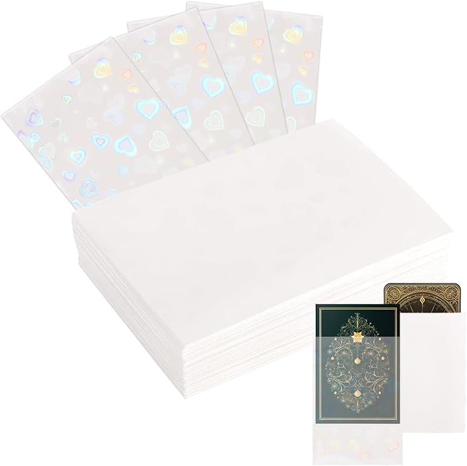 100pcs Photocard Sleeves, 9.1x6.5cm/3.58x2.56in Love Heart-Shape Holographic by Unknown