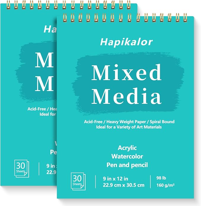 Sketch Book Mixed Media Pad, 30 Sheets 98lb/160gsm Acid-Free Drawing Paper by Hapikalor