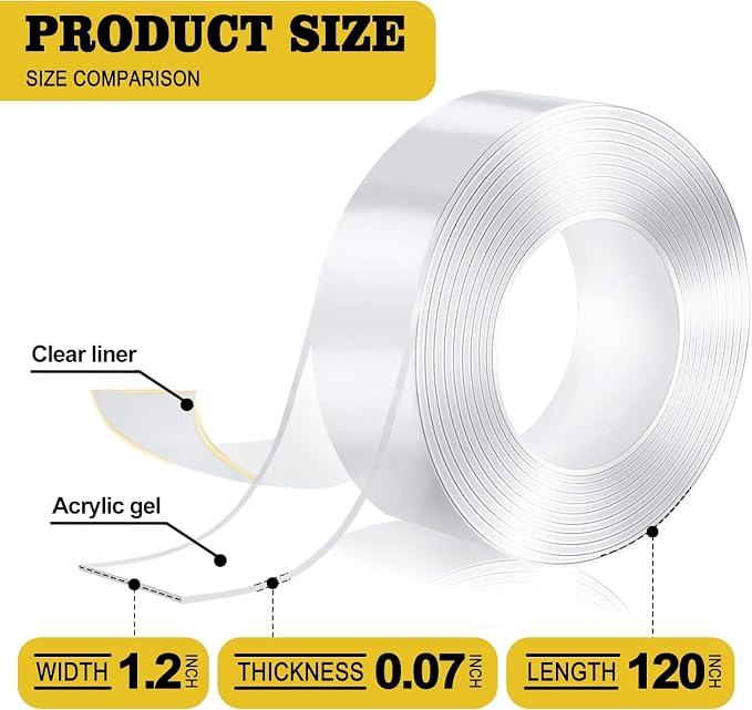 Kelasy Nano Double Sided Tape Heavy Duty, Extra Strong Sticky Double Sided - Image 2