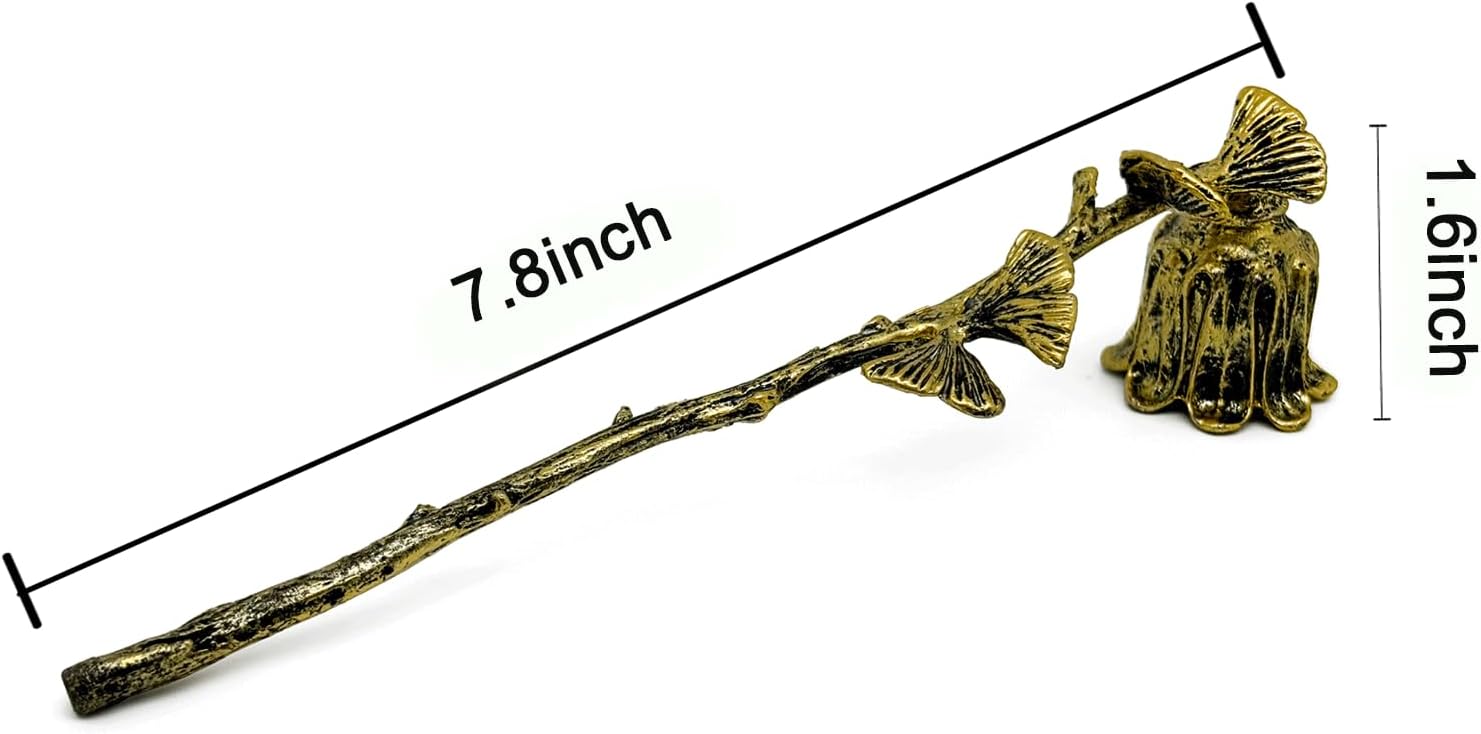 Candle Snuffer, Candlesnuffers Wick Snuffer Candle Extinguisher Accessory for Putting Out Extinguish Candle Wicks Flame Safely, Ginkgo Leaf Design Retro Gold