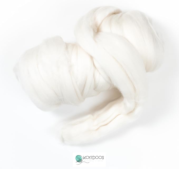 Extra Fine Merino 8oz White Wool roving Best Wool Fiber - Image 3