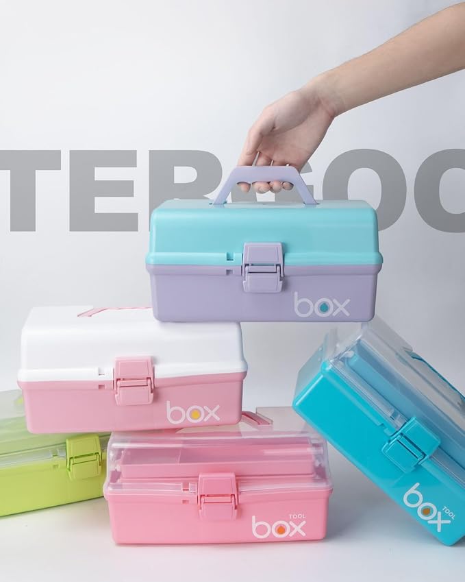 TERGOO 12in 3-Layer Plastic Craft Organizers and Storage, Portable Folding - Image 7