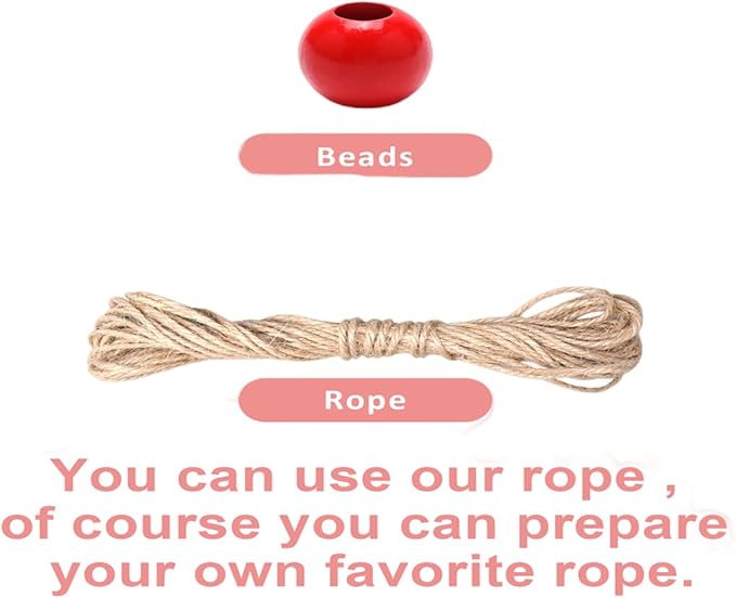 240Pcs Red Wood Beads 16mm for Craft Large Hole Wood Beads Hole: 6mm - Image 4