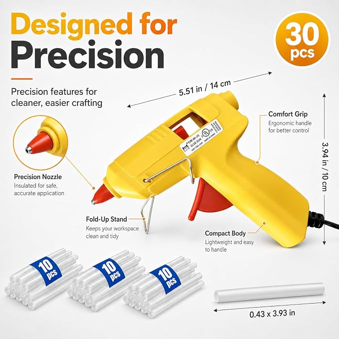Mini Hot Glue Gun Kit with 30 Glue Sticks and Carrying Case, 15W Fast - Image 2
