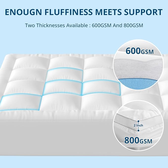 YUGYVOB Mattress Pad Extra Thick, and Breathable King Mattress Topper 8-21" - Image 4