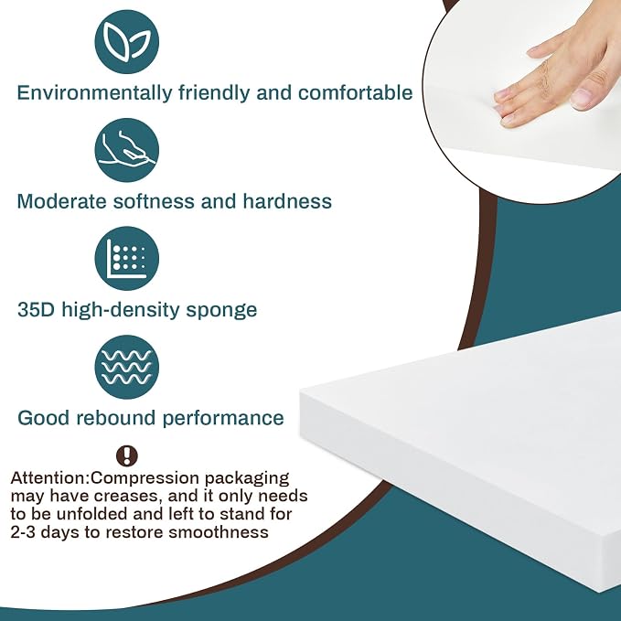 Frienda 1 Pack 3" x 22" x 22" Upholstery High Density Craft Foam Sheets - Image 3
