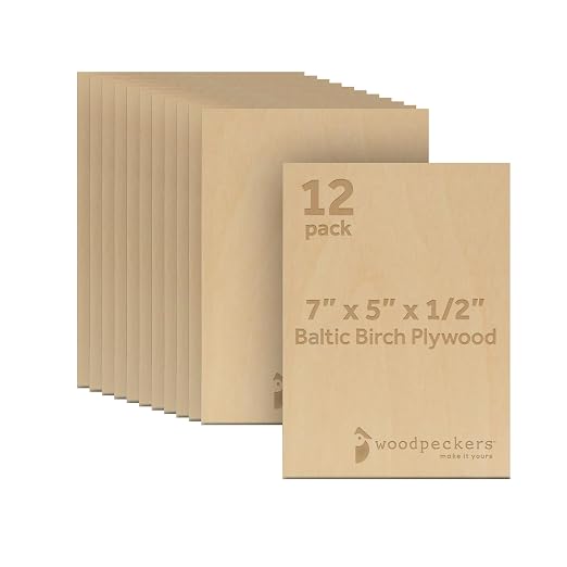 12 mm Baltic Birch Plywood 1/2 x 5 x 7 Inch, Box of 12 B/BB Grade Craft Wood by Woodpeckers
