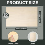 30 Pack Basswood Sheets, Smooth Surface, Uniform Thickness, No Burrs, No Warping - Image 2