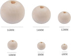 700pcs Wooden Beads for Craft 6 Size Loose Wooden Bead Set Round Unfinished - Image 2
