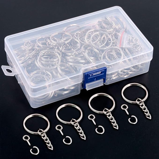 Swpeet 450Pcs 1" 25mm Sliver Key Chain Rings Kit, Including 150Pcs Keychain - Image 5