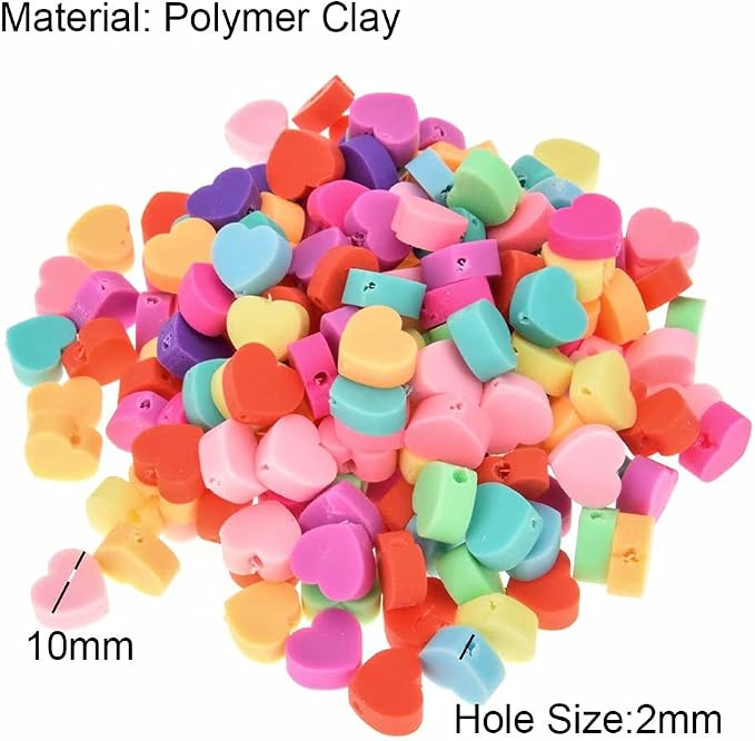 100pcs Mixed Heart Polymer Clay Spacer Beads - Image 3