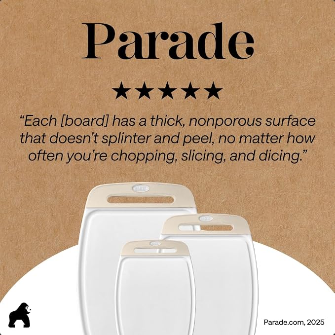 GORILLA GRIP BPA-Free Reversible Kitchen Cutting Board Set of 3, US Designed - Image 9