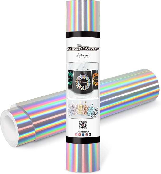 TECKWRAP Glossy Holographic Silver Chrome Vinyl 12" x 10ft by TECKWRAP