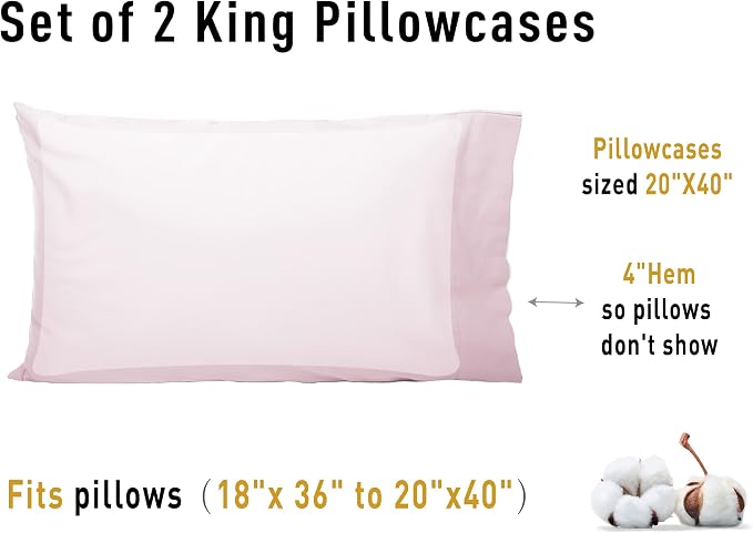 Sunflower King Pillowcases Set of 2, 100% Cotton King Pillow Cases 2, 20×40 - Image 8