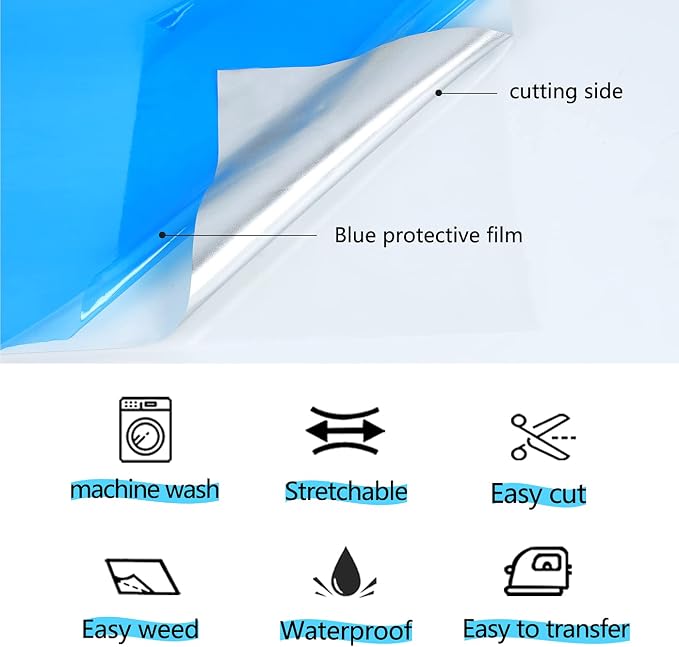 Guangyintong Shiny Silver HTV Roll, 12x12ft PU Stretchy Iron-on Vinyl - Image 5