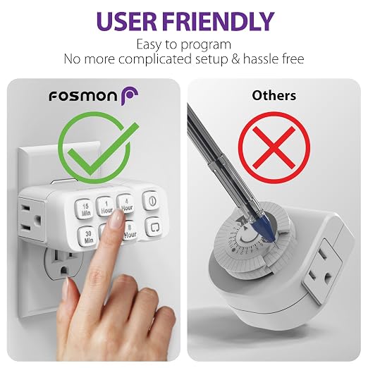 Fosmon Countdown Plug-in Timer Dual Outlet, Indoor Light Timer - Image 5