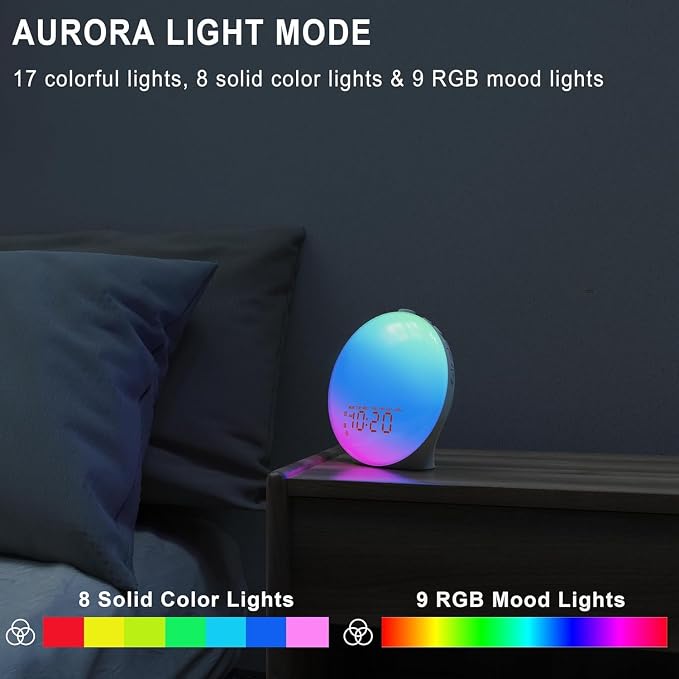 JALL Sunrise Alarm Clock with 25 Soothing Sounds, Sunset Lamp & 5W Bluetooth - Image 5