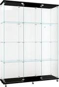 FLYMUHJIA Curio Cabinets with Glass Doors Modern Glass Shelves Tempered Glass by FLYMUHJIA